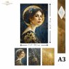Papier decoupage morwowy FPA3002, Seria Inspired by Klimt, kobiety, zloto, dekoracyjne wzory, kamienie szlachetne, mozaiki, motywy secesyjne * Mulberry decoupage paper FPA3002, women, gold, decorative patterns, gemstones, mosaics, Art Nouveau motifs *Pape